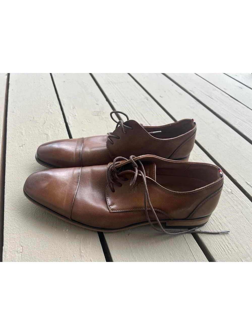 Tommy Hilfiger Sheldon Men's Oxford Dress Shoes Size 12 Brown Lace-Up Cap Toe